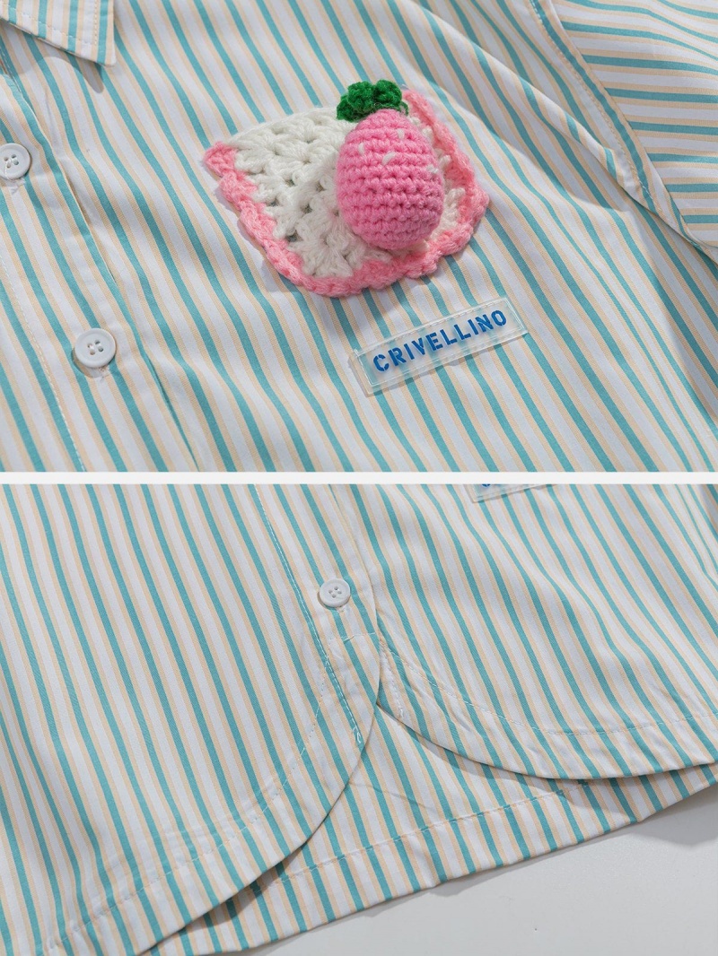 Bleu  T Shirts Aelfric Eden Tricoté Strawberry Stripe Tee - LQQ-2014544